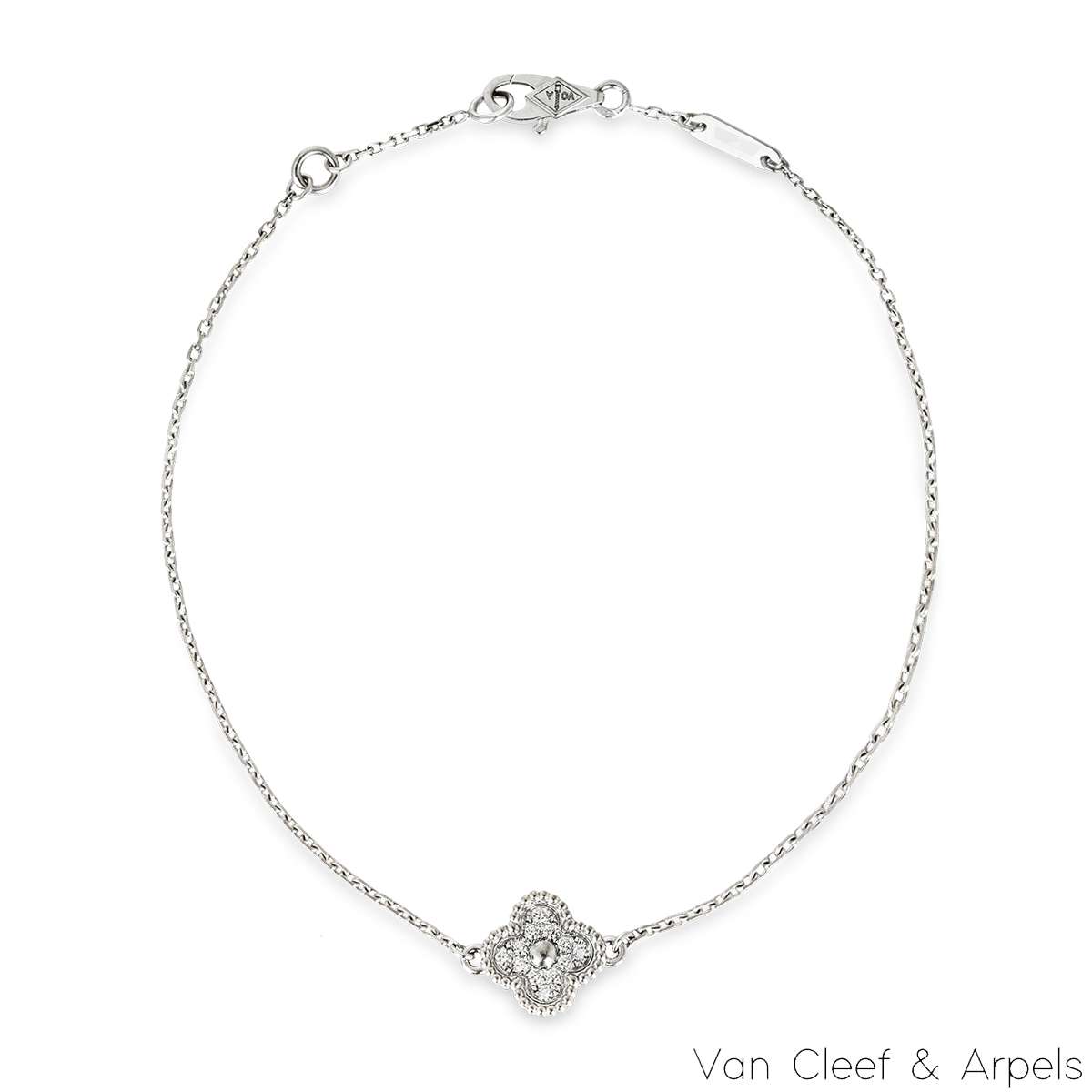 Van Cleef & Arpels White Gold Diamond Sweet Alhambra Single Motif Bracelet VCARO85600